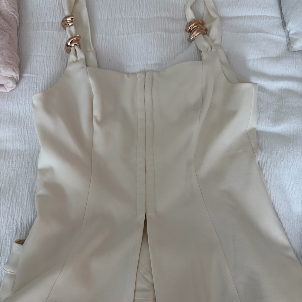 Elegant Cream Jumpsuit with Gold Accents